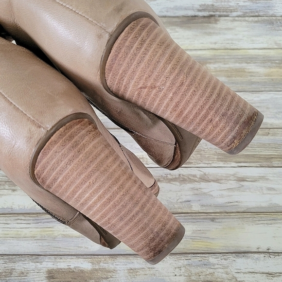 Geox Respira Kali Leather Block Heel Side Zip Boots EUR Size 41/US 10-10.5 Sand - Picture 9 of 12